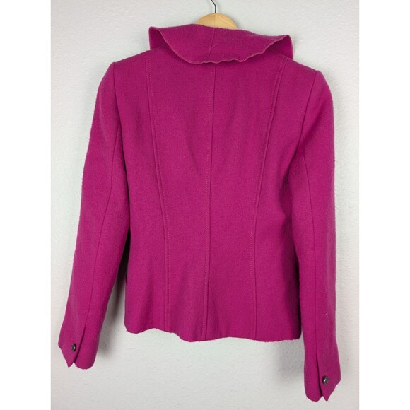 Valentino Roma Women Pink Fuchsia Blazer 42 italian Size 6 US Virgin Wool Lined - Picture 2 of 10